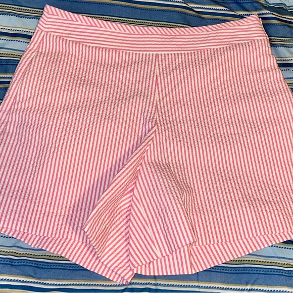 Kate spade 00 pink and white stepped high waisted shorts women’s clothing double - Picture 1 of 6